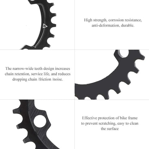 Close-up of 96BCD Narrow Wide Mountain Chainring 32T Round Replacement, showcasing narrow-wide teeth design and durability features.