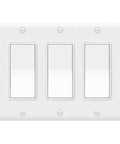 Decora Light Switch Single Pole Rocker Combo With 3 Gang Plate UL And CUL Certified For Safety Complete Installation Kit With Screws 6.38 Inch By 4.5 Inch Wall Plate Fits Standard Electrical Boxes Easy Install, white 3-gang rocker wall plate