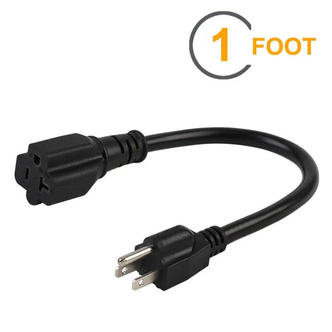 Plug Adapter Cable 14AWG 1-Foot NEMA 5-15P To 5-20R Converter UL Listed 15A 125V Household Power Cord heavy duty SJT 3C wire