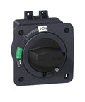 Black Direct Rotary Handle For Molded Case Circuit Breaker Accessory with on-off indicators and reset feature for easy control.