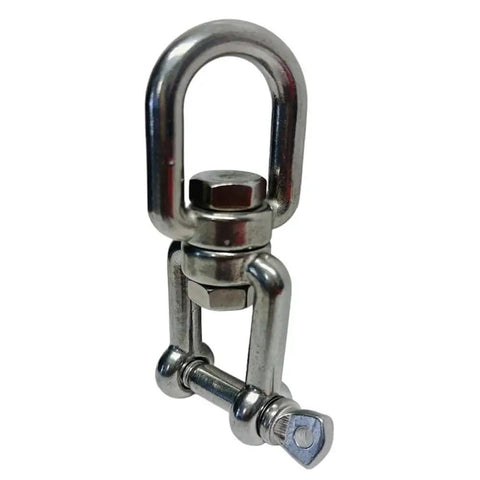 Heavy Duty 3/8 Inch Stainless Steel 316 Jaw And Eye Swivel showcasing robust design for marine docking applications.