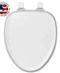 Elongated Toilet Seat With Inserts For Comfy Ultimate Comfort And Pressure Relief, Quiet Close With No Slam, white top view