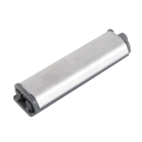Push To Open Magnetic Cabinet Latch With Stainless Steel Housing for kitchen cabinets, angled view.