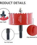 3 Inch Hole Saw With Arbor HSS Bi Metal Hole Cutter showing sharp teeth and chip removal groove for wood plastic drywall.
