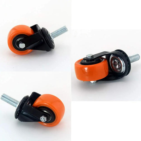Beefy 1.5 To 2 Inch Polyurethane Swivel Casters With Brake, Set Of 4 Furniture Wheels with M8 M10 Threaded Stem and steel frame