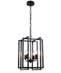 Dope Farmhouse Lantern Chandelier Black Light Fixture Four Light Rustic Industrial Pendant Lighting With Adjustable Height Modern Square Cage