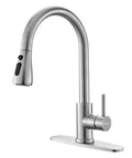 Waterfall Kitchen Faucet With Pull Down Sprayer In Brushed Nickel Stainless Steel Sink Faucet With Single Lever Handle Easy Install