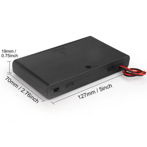 Duo Pack 8 Aa Battery Holder With 12V Dc Output And Toggle Switches Includes Lead Wires For Plug And Play Electronics, 127mm x 70mm x 19mm.