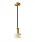 HLRCB Indoor Pendant Light, Marble Adjustable Drop, Modern Suspended Mount with gold hardware and marble shade.