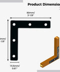 Dimensions of Heavy Duty Flat Corner Braces Kit With 20 Right Angle Brackets 3 1 8 Inch 100 Screws Mending Plates.
