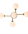 Gold Sputnik Ceiling Light Fixture With Globe Shades, Semi Flush Mount Chandelier showcasing central globe and four arms