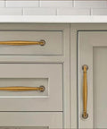 10 Pack Antique Brass Cabinet Pulls 3 Inch Center To Center Vintage Solid Hardware For Cupboards And Dressers installed on drawers