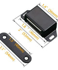 Heavy Duty Magnetic Door Catch Kit For Cabinets Closets And Furniture Doors, 20 lb strong magnets, black finish dimensions
