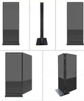 Slick 50 Inch Dual Sided Indoor Floor Standing Lcd Digital Signage Kiosk With Heavy Duty Rolling Stand powered by Android 9 OS, side view.