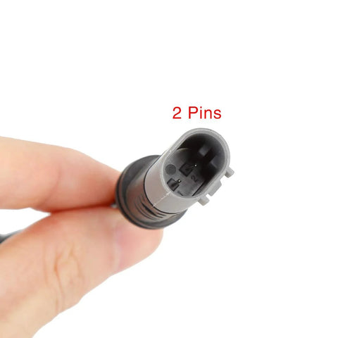 Close-up of rear brake pad wear sensor connector, 2-pin, black, fits BMW i3 (2014-2017)