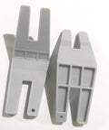 Two Piece Hump Jumper Sewing Tools Set For Quilting And Hemming, gray plastic tools, angled view showing slots