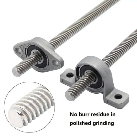 Two Pack 3D Printer Parts T8 Lead Screw Kit Stainless Steel Vertical Or Horizontal Mounts 8mm Outer Diameter With Nut And Bearing Blocks For Custom Builds, two lead screws with bearing blocks