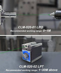Rock Solid 520nm Green Concentricity Laser Module for Dead On Shaft Centering with recommended ranges shown.