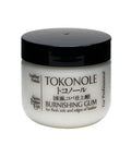 Premium Pro Level Clear Leather Burnishing Gum 120 Gram Water Based Edge Polisher in a jar for leather finishing.