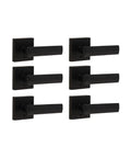 Utica Interior Door Lever Set, Privacy Function, 6 Pack, Easy Install, matte black, DIY Friendly Levers, Durable Hardware