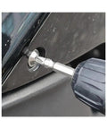 Close-up of Pro Grade Double Head Magnetic Screwdriver Bits in S2 Steel PH2 loosening a screw on a metal surface