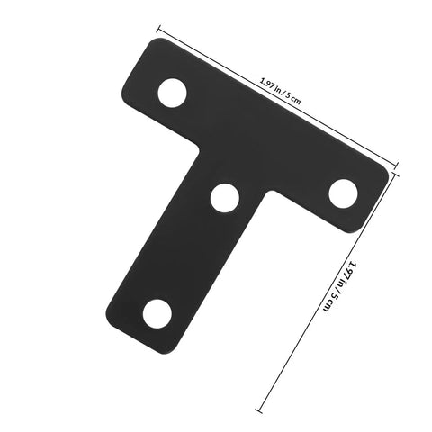 Beefy Heavy Duty Black T Shape Corner Brackets 20 Pieces Stainless Steel with Screws, showing T-shaped design