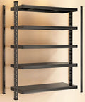 Heavy Duty Built Different 5 Tier Metal Shelving Rack With 2000 Lb Capacity adjustable storage unit displayed mounted on a wall.
