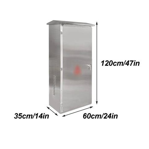 Rugged 304 Stainless Steel Electrical Enclosure Outdoor Weatherproof Junction Box Floor Standing With Slanted Top For Easy Water Runoff And Tight Interior Seals Industrial Grade Safe And Durable, 120x60x35cm