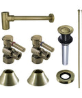 Trimscape Modern Bathroom Sink Trim Kit With Bottle Trap And Drain In Antique Brass, Solid Brass Construction, complete set.