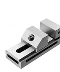 Heavy Duty 2 Inch Bench Vise With Slick Quick Grip Jaw System And Swap Out V Groove Jaws Tool Steel Frame angle view showing jaws