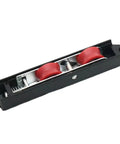 Heavy Duty Sliding Door Rollers 4 Pack Dual Wheel Pulley Kit with red wheels and steel construction for smooth sliding.