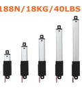 Beefy DC Linear Actuator 6V 12V 24V With 15mm To 150mm Stroke 64N 188N Push Geared Motor displayed in various lengths