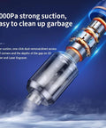 Skouphy multifunction handheld vacuum for 3D printers and laser engravers, transparent canister with chrome-blue accents