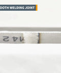 Close-up of Bi-Metal 64.5 Inch Bandsaw Blade For Non-Ferrous Metals, One Half Inch Thick, 14 To 18 TPI With Raker Set Teeth
