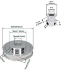 Two Piece GT2 Timing Pulley Set With 20 Tooth And 80 Tooth Aluminum 12mm Bore Synchronous Drive Pulleys Dimensions Diagram