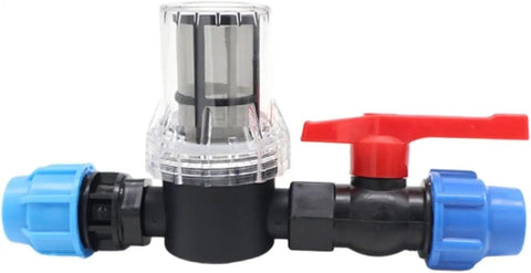 Universal Hose Connector and Drip Irrigation Adapter With 80 Mesh Water Filter For 20mm 25mm And 32mm Plastic Pipes Garden Drip Quick Connector, front view