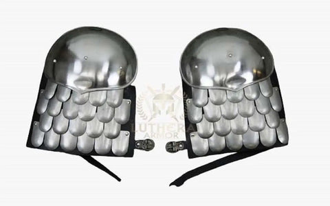 Heavy Duty Badass Medieval Iron Gorget And Spaulders Armor Set with scale segments for Viking Crusader realistic use and LARP.