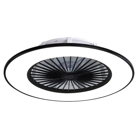 Low Profile Ceiling Fan With Lights Semi Flush Mount Invisible Acrylic Blades Cool Modern Enclosed Design 23 Inch With Remote LED
