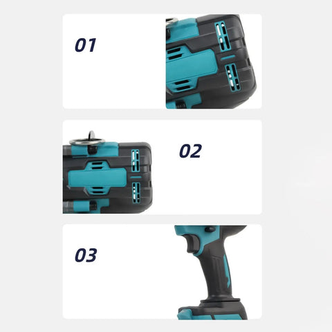 Heavy Duty 1000Nm Electric Brushless Shock Torque Wrench For Cars with ergonomic grip and LED light features.
