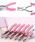 Handheld Paper Hole Punch With Pink Leather Cover, 6.3 Inch Overall Length, One Sixteenth Inch Hole Diameter, punches 2mm thick paper