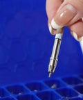 Complete Eyeglass Repair Kit With 1000 PCS In 32 Slot Blue Case showcasing a stainless screw and repair tool in hand.