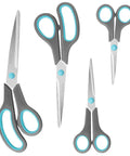 Four Piece Scissors Set With Premium Stainless Steel Blades And Ergonomic Semi Soft Rubber Grip For School, Office, And Home Use