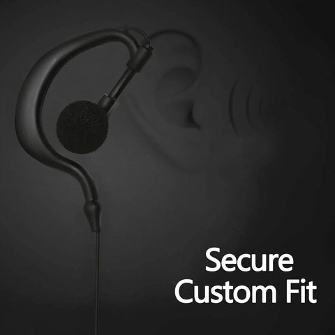 Two Way Radio Earpiece Headset For UV Series Walkie Talkies With K Port Earphone And Microphone PTT Button Clip, secure fit