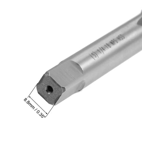 1/4-18 NPS Pipe Tap With 4 Straight Flutes, High Speed Steel Threading Tool For Fast Metal Tapping, end view showing tip design