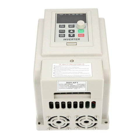 Front view of Pro Grade 3HP 2.2kW 220V VFD Drive Inverter Converts Single Phase to 3 Phase For 2.2kW AC Motors With AT1 2200X Speed Controller