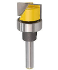 Image of One Quarter Inch Shank Flush Trim Hinge Mortising Router Bit With Ball Bearing For Hinge Mortises, yellow carbide tip