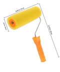Textured Sponge Paint Roller For Wall Painting With Ergonomic Handle, yellow 8.25 in sponge roller with orange handle.