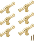 Dope Bamboo Shape Zinc Alloy Cabinet Knob Set 6 Pack Single Hole Golden Finish Built Tough For Dresser Drawer Cupboard Door Pulls With Smooth Edges Easy Install Classic Hardware Upgrade, 55mm gold knobs with screws