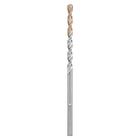 Three Eighths Inch By Six Inch Carbide Hammer Drill Bit With Rock Carbide Tip Four Flute Design For Fast Drilling Three Flats On Shank