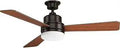 Trevina II LED 52 Inch Three Blade Bronze Ceiling Fan with Quiet Motor and Energy Saving Light Kit in rustic style.